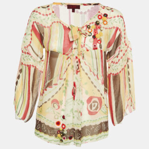 Kenzo Multicolor Floral Print Silk Chiffon Top S