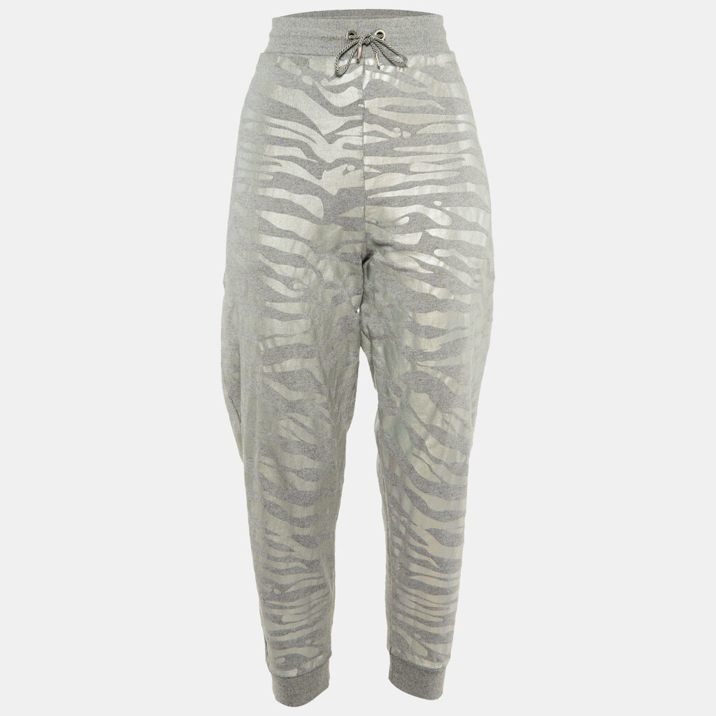 luxury-women-kenzo-used-clothes-p1152987-001 Kenzo Grey Metallic Print Cotton Jogger Pants L