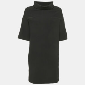 Kenzo Black Satin High Neck Mini Dress S