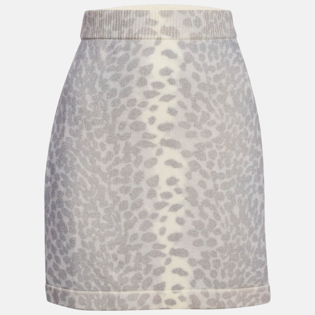 luxury-women-kenzo-used-clothes-p1157315-001 Kenzo Grey Leopard Print Wool Mini Skirt M