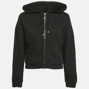 Kenzo Black Cotton Knit Zip-Up Hooded Jacket M