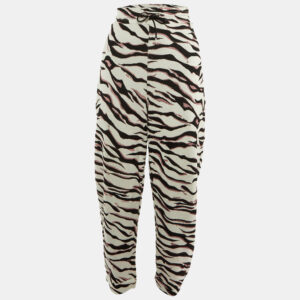 Kenzo White Lurex Printed Cotton Knit Pants M