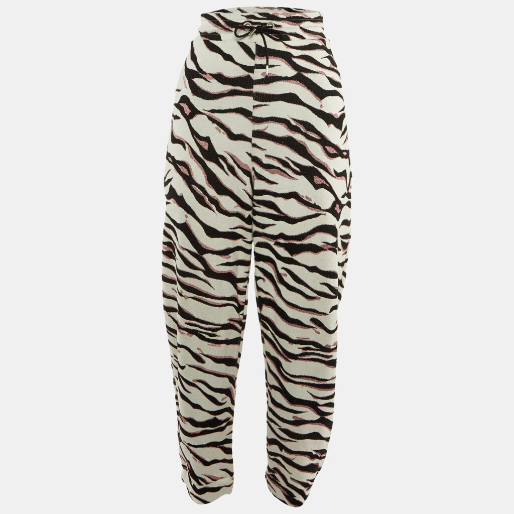 luxury-women-kenzo-used-clothes-p1161535-005 Kenzo White Lurex Printed Cotton Knit Pants M