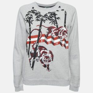 Kenzo Grey Embroidered Cotton Crew Neck Sweatshirt S