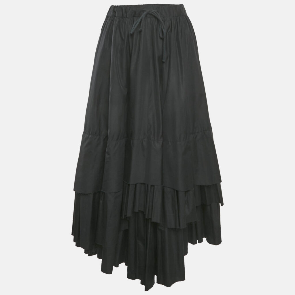 Kenzo Black Cotton Tiered Long Skirt M