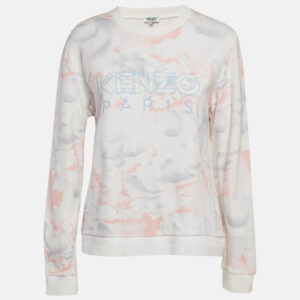 kenzo pink printed cotton knit crew neck sweatshirt s