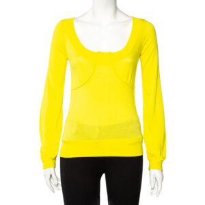 Kenzo Yellow Knit Scoop Neck T-Shirt S