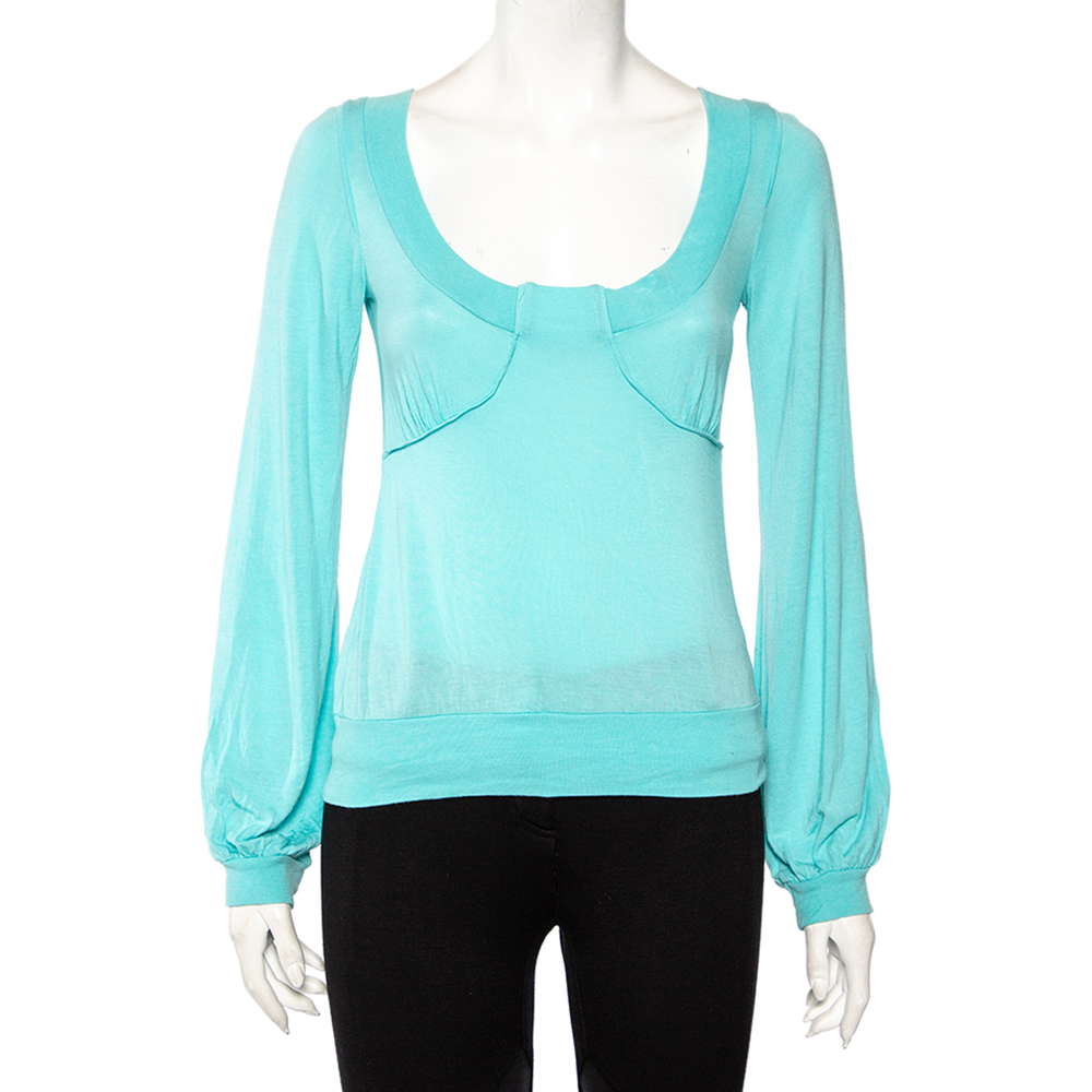 luxury-women-kenzo-used-clothes-p470756-006 Kenzo Blue Knit Scoop Neck T-Shirt S