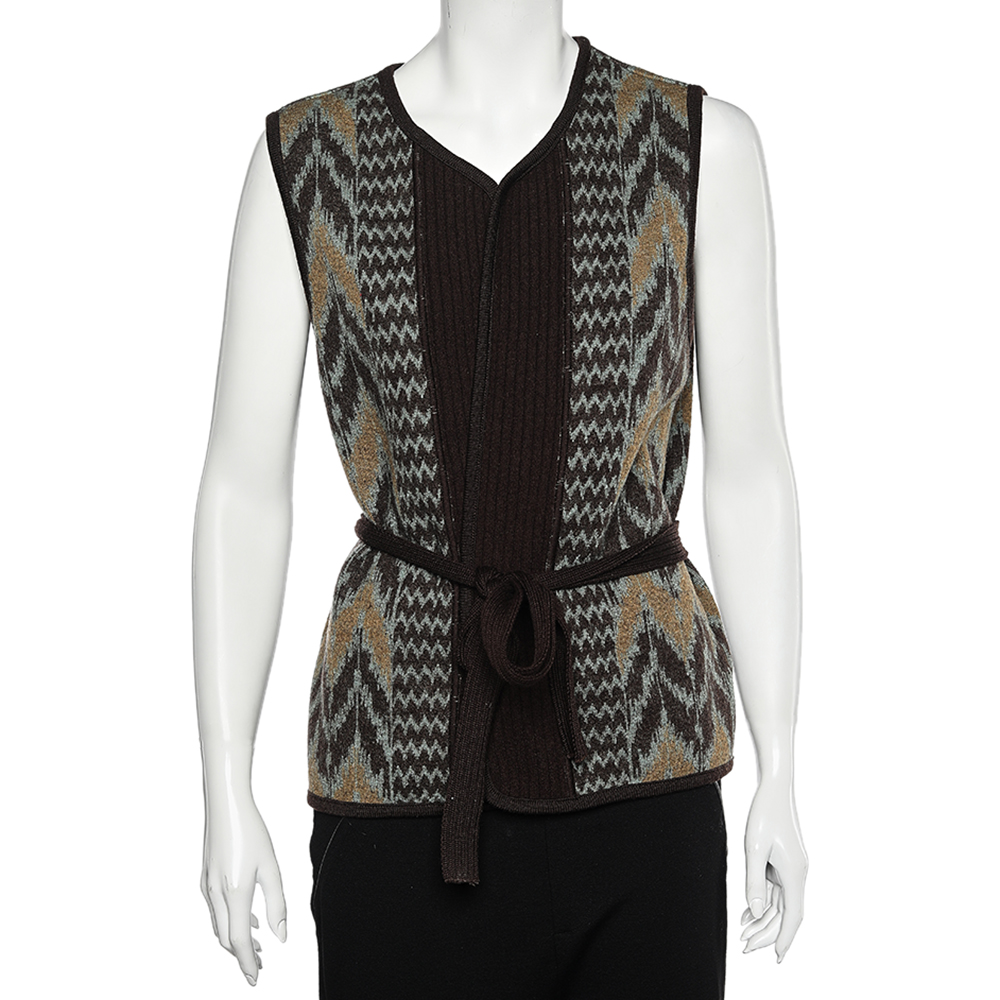 luxury-women-kenzo-used-clothes-p574586-007 Kenzo Multicolor Wool Belted Open Front Cardigan XL