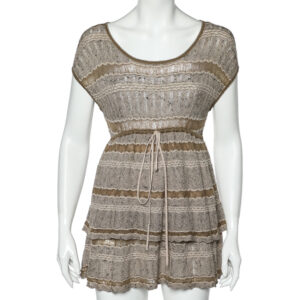 Kenzo Beige Wool & Mohair Tiered Mini Dress S
