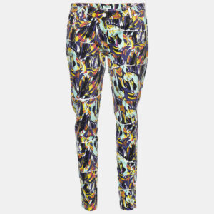 Kenzo Multicolor Printed Stretch Cotton Tapered Jeans Waist: 33"
