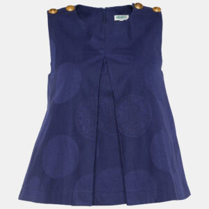 Kenzo Navy Blue Circle Jacquard Sleeveless Flared Top S