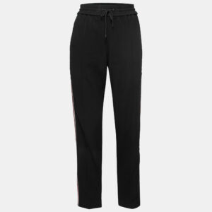 Kenzo Black Crepe Side Stripe Track Pants S