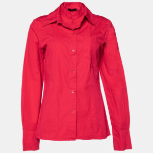Kenzo Pink Cotton Floral Detail Shirt M
