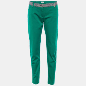 Kenzo Green Cotton Contrast Waist Band Trousers L