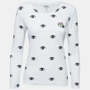 Kenzo White Eye Print Cotton Long Sleeve T-Shirt M