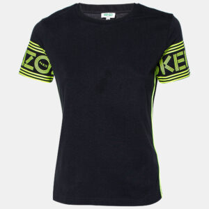 Kenzo Black Logo Sleeve Detail Cotton Knit T-Shirt XS