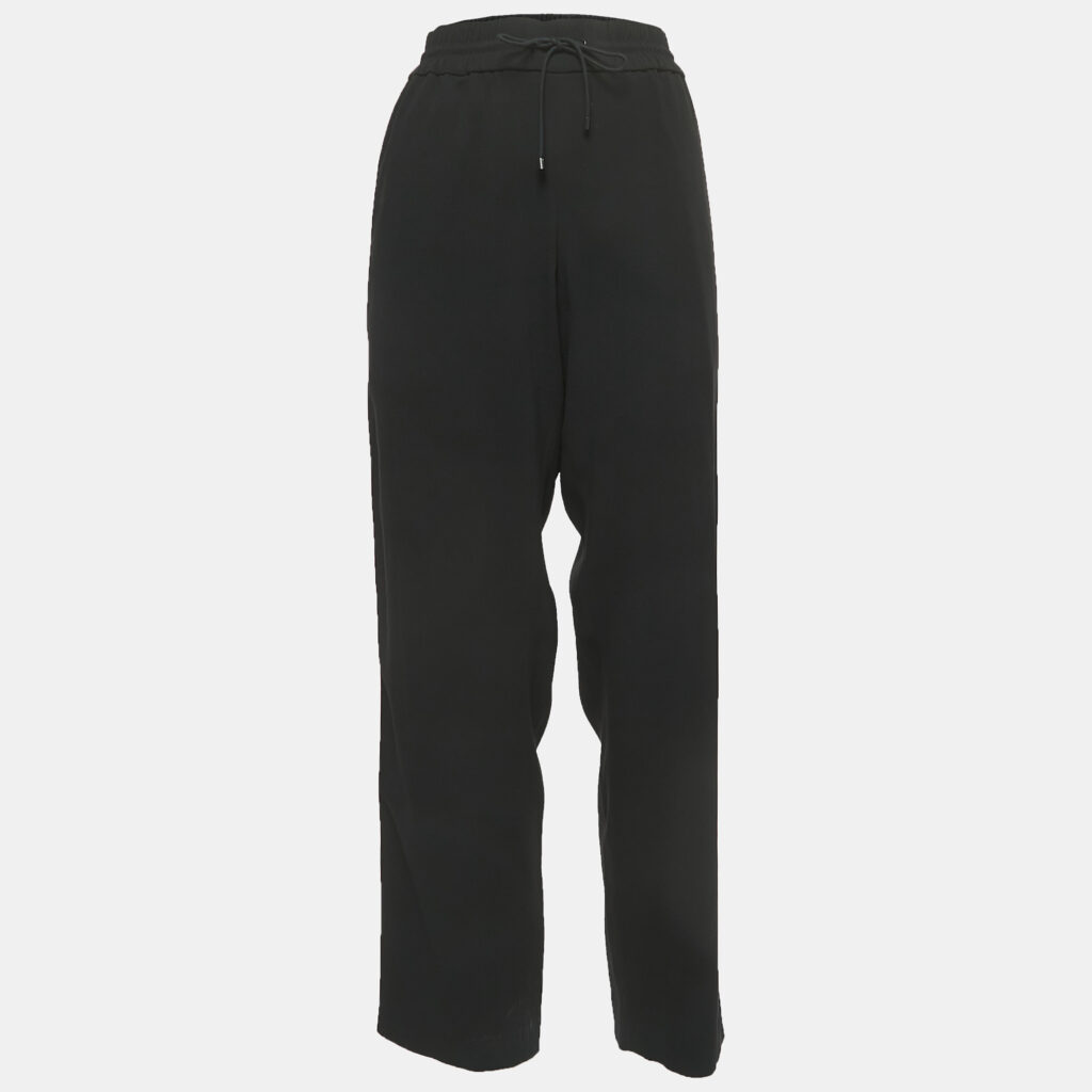Kenzo Black Crepe Side Striped Drawstring Track Pants M