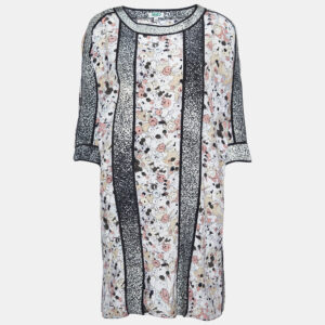 Kenzo Multicolor Print Silk Loose Fit Tunic Top M