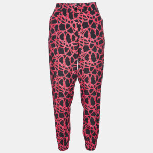 Kenzo Black/Pink Rope Print Crepe Trousers S