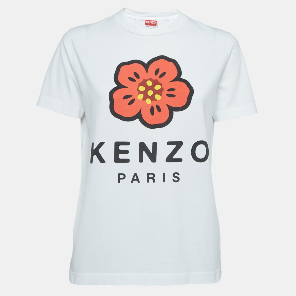 luxury-women-kenzo-used-clothes-p993615-001 Kenzo White Printed Cotton Knit Top XS