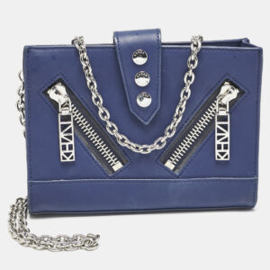 Kenzo Blue Faux Leather Kalifornia Wallet On Chain