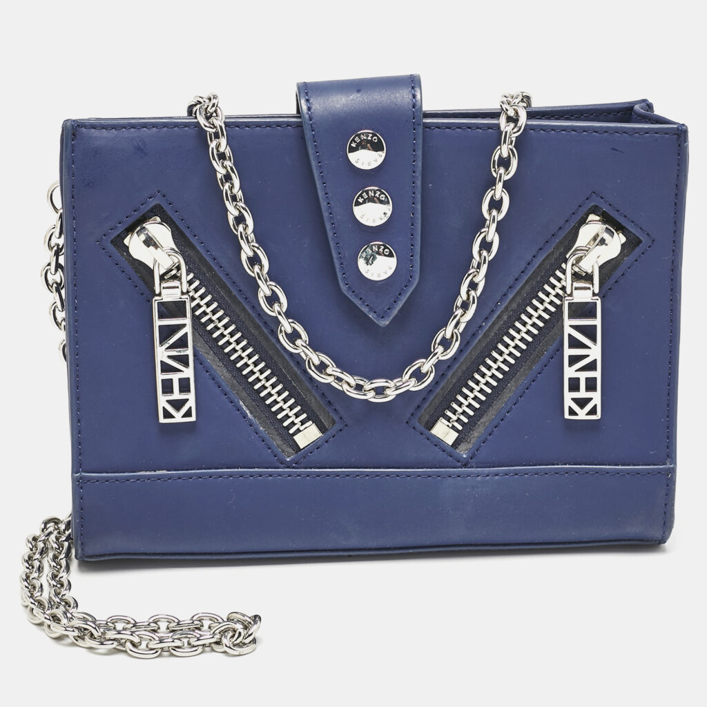 luxury-women-kenzo-used-handbags-p1141056-002 Kenzo Blue Faux Leather Kalifornia Wallet On Chain