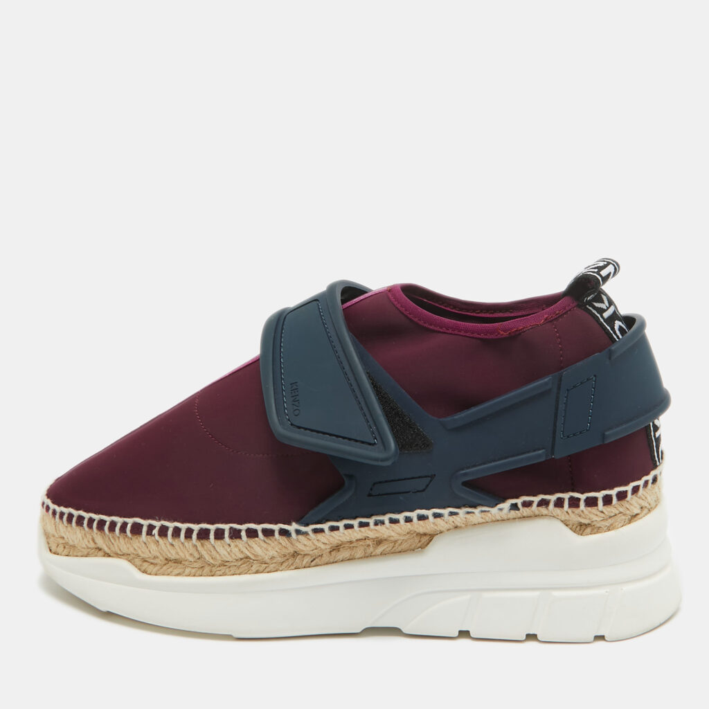luxury-women-kenzo-used-shoes-p948396-001 Kenzo Purple/Navy Blue Nylon K Elastic Espadrille Sneakers Size 39