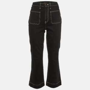 khaite black denim contrast stitch detail jeans m/waist 29.5"