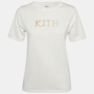 Kith White Floral Logo Print Jersey T-Shirt XL