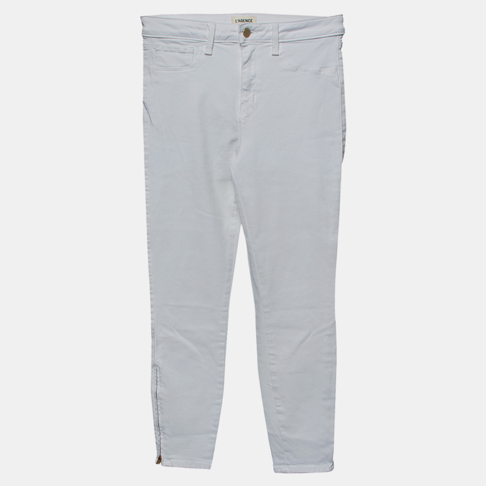 luxury-women-lagence-used-clothes-p433998-007 L'agence White Denim Zip Detail Skinny Andrea Jeans M