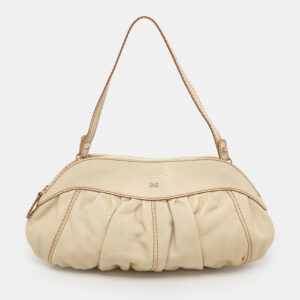 Lancel Cream Leather Shoulder Bag