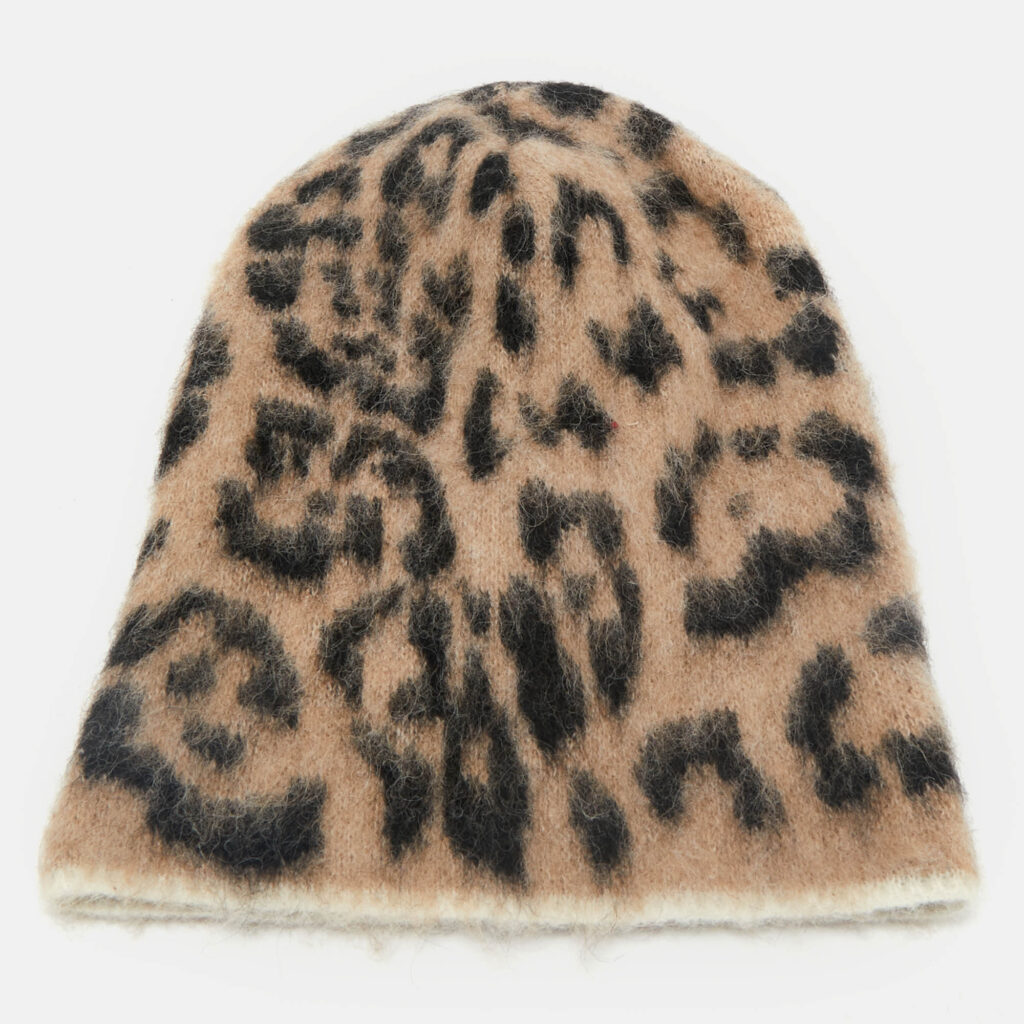 luxury-women-laneus-used-accessories-p1159233-001 Laneus Beige Leopard Pattern Wool Beanie