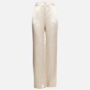 Lanvin Cream Satin Wide-Leg Trousers XL