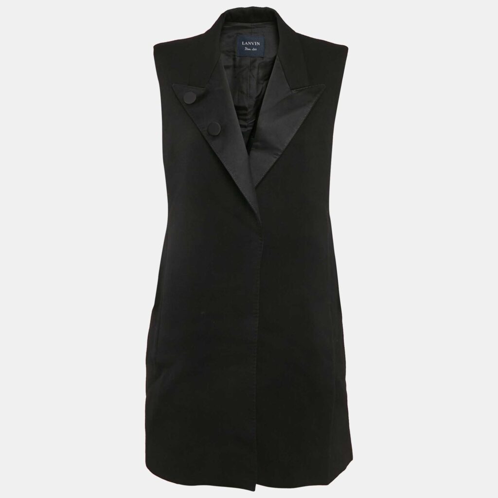 Lanvin Black Wool Sleeveless Coat L