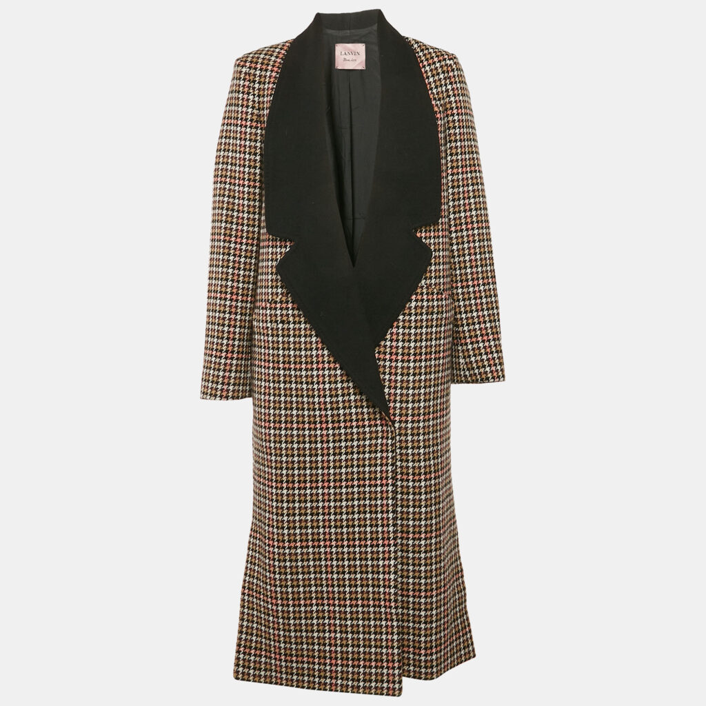 luxury-women-lanvin-used-clothes-p1112737-003 Lanvin Brown Houndstooth Wool Coat M
