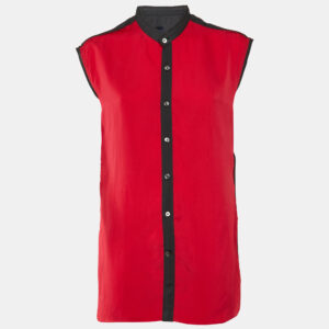 Lanvin Pink & Black Sleeveless Button Front Shirt M