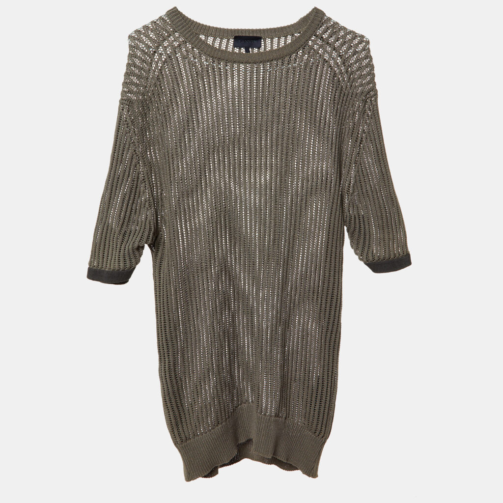 Lanvin Grey Patterned Cotton Knit Sweater XL