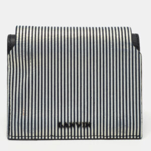 Lanvin White/Black Glitter Leather Card Case