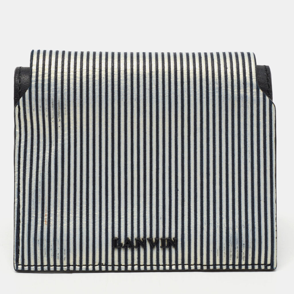 luxury-women-lanvin-used-handbags-p763719-014 Lanvin White/Black Glitter Leather Card Case