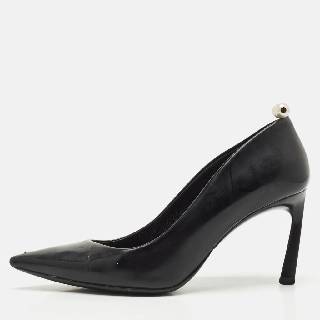 luxury-women-lanvin-used-shoes-p1142830-010 Lanvin Black Leather Pointed Toe Pumps Size 36