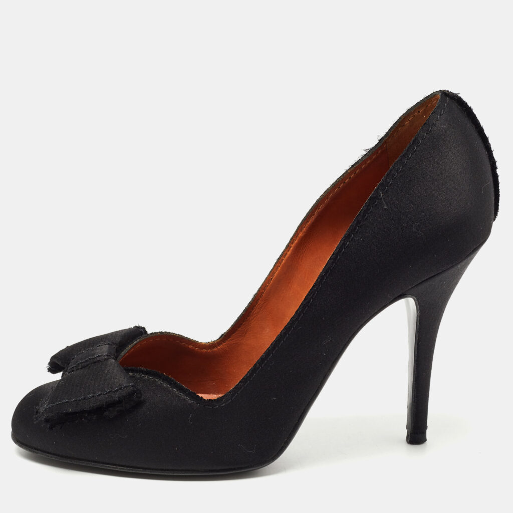 luxury-women-lanvin-used-shoes-p786046-005 Lanvin Black Satin Bow Pumps Size 37.5