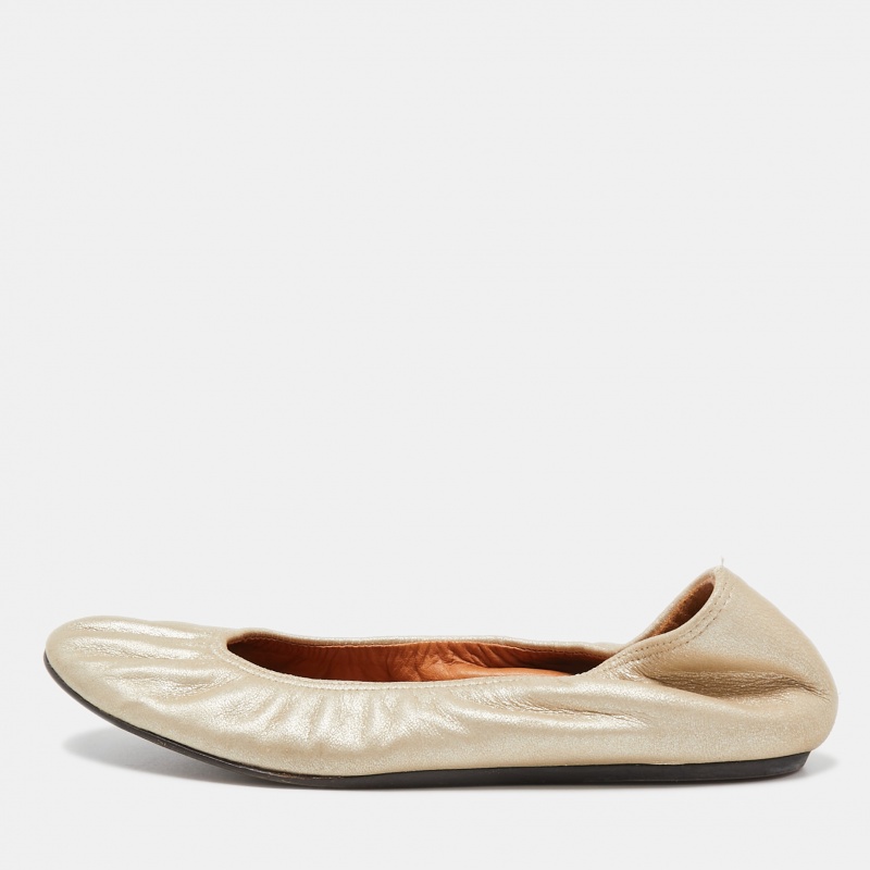 luxury-women-lanvin-used-shoes-p907686-1701942986-002 Lanvin Metallic Leather Scrunch Ballet Flats Size 37.5