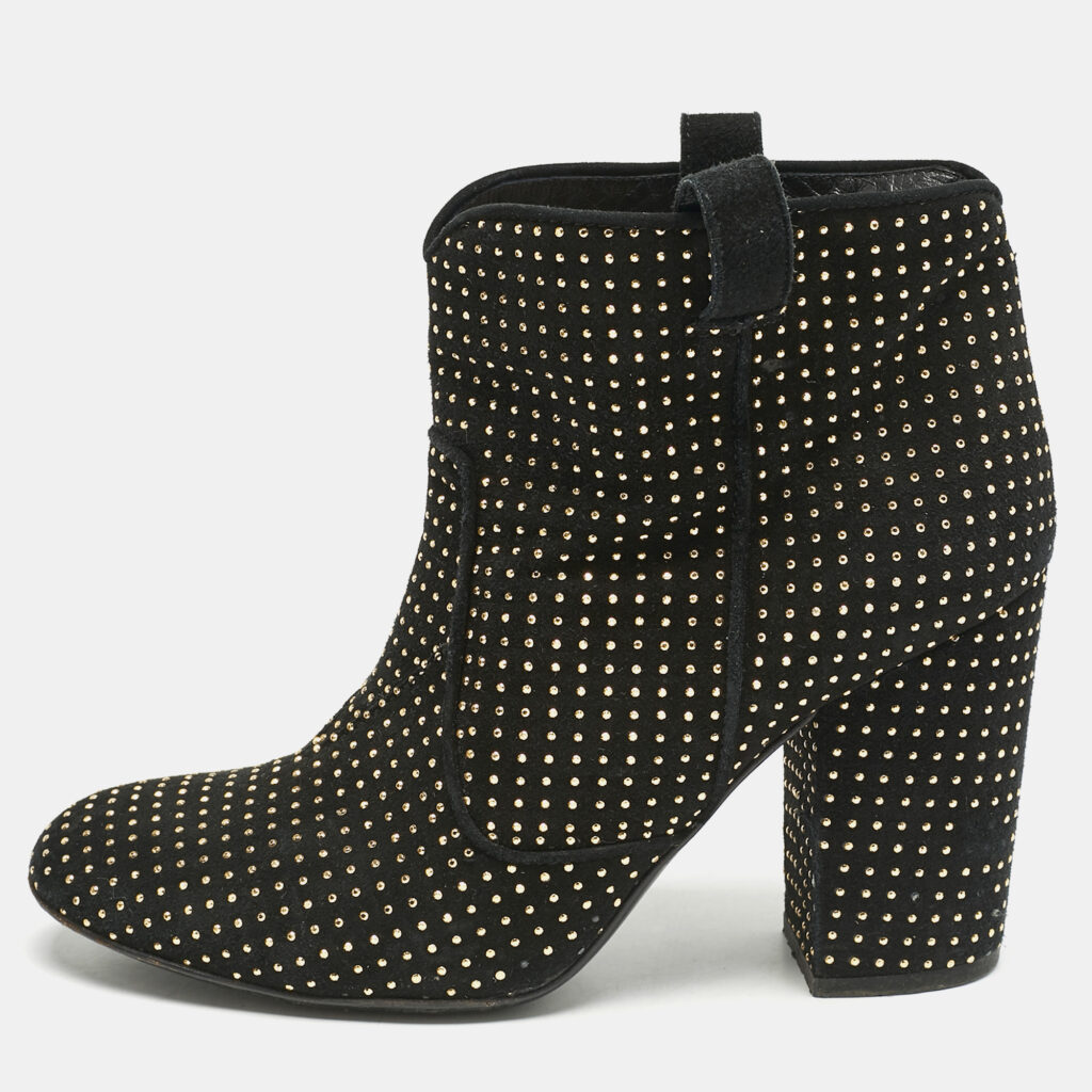 Laurence Dacade Black Suede Pete Studded Ankle Boots Size 39