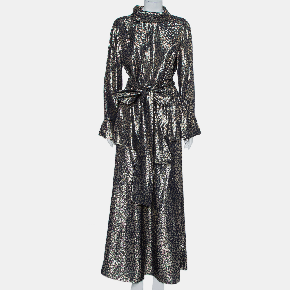luxury-women-layeur-new-clothes-p426569-013 Layeur Metallic Fil Coupe Belted Tunic Top & Maxi Skirt L