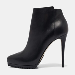 Le Silla Black Leather Pointed Toe Ankle Booties Size 40