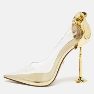 Le Silla Transparent/Gold PVC and Leather Petalo Pumps Size 38.5