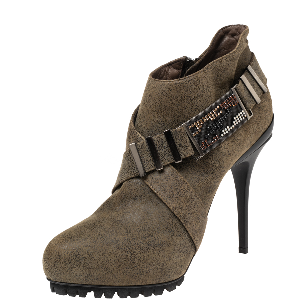 luxury-women-le-silla-new-shoes-p563840-006-2 Le Silla Olive Green Suede Stivaletto Ankle Boots Size 38