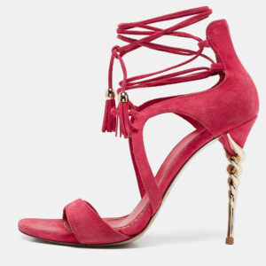 Le Silla Pink Suede Ankle Strap Sandals Size 40