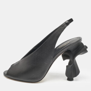 Le Silla Black Leather Candy Peep Toe Pumps Size 38